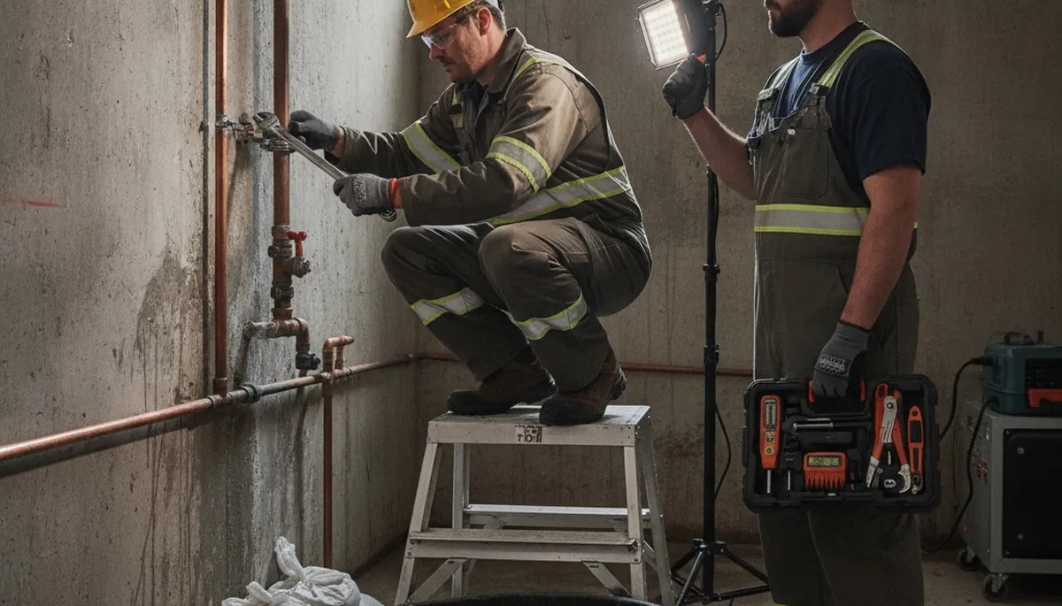 Emergency plumber repairing pipes in Charlotte, NC for urgent leak and burst pipe service