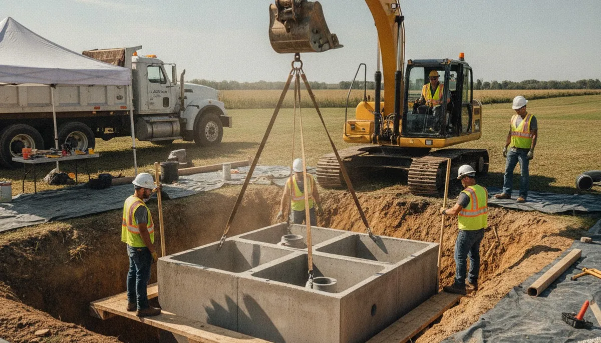 Septic tank installation in Charlotte, NC for a residential plumbing service site