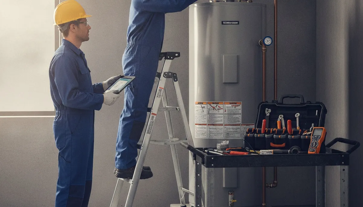 Charlotte NC plumber repairing a water heater for reliable home service